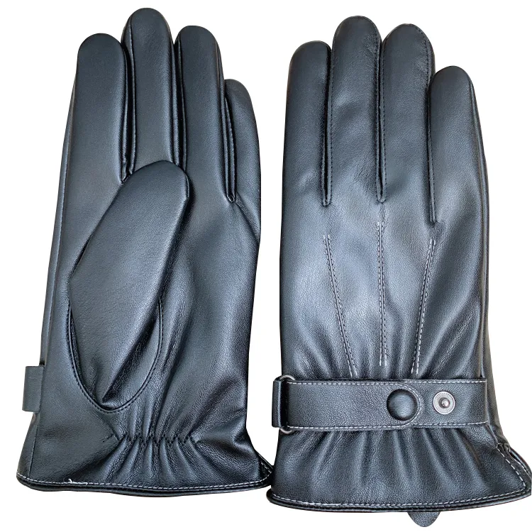 Мужские кожаные перчатки зимние теплые ветрозащитные перчатки с сенсорным экраном модные мотоциклетные кожаные перчатки для вождения