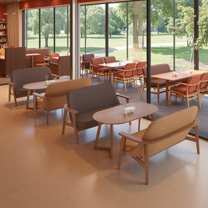 Sillón de Madera para Salón de Ocio, Muebles Comerciales para Cafetería, Restaurante, Tienda de Té con Leche, Juego de Mesa y Sillas para Comedor - Product Image 2