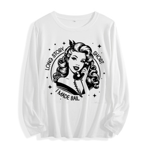 T - Shirt a maniche lunghe in cotone 100% "per farla breve ho fatto Bail grafica retrò", multicolore - Product Image 1