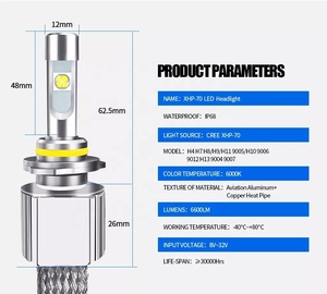 Macar công suất cao 12V 12000lm cho <span class=keywords><strong>Led</strong></span> Đèn Pha Bóng đèn H4 không quạt XHP70 Chip 110 Wát 6000K Nhiệt độ màu - Product Image 2