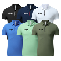 Kemeja Polo Slim Fit mode 2025 kaus Polo perusahaan melar 4 arah menyerap kelembapan desain polos sesuai pesanan lengan pendek