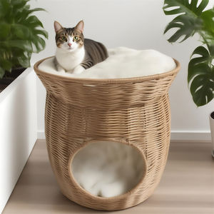 Kunden spezifisches <span class=keywords><strong>2</strong></span>-stufiges gewebtes Katzen bett | Open - Air Lounge & geschlossene Höhle | Rattan-Haustier möbel Ideal für Hunde und Katzen - Product Image 3