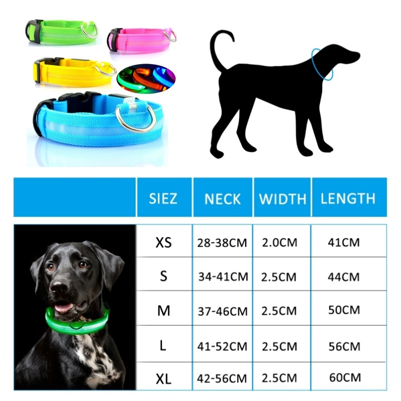 USB Rechargeable Glowing Dog Collar - Xunqianxi Light Up LED Pet Collar