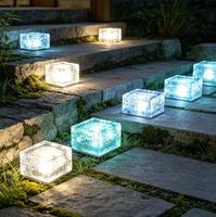 Lampes solaires décoratives pour jardin et cour, résistantes à l'eau, éclairage extérieur pour patio, lampe solaire LED en forme de brique de glace, lampadaire solaire