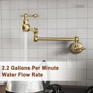 720 Grad Klappbare Küchenarmaturen Mischer Gold Kaltwasser Mischer flexibler Wasserhahn wandmontierte Küchenspüle Wasserhahn Messing