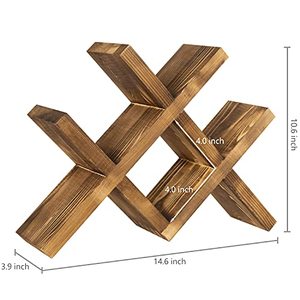 Estante para Vino de <span class=keywords><strong>Madera</strong></span> Marrón Rústico para <span class=keywords><strong>Encimera</strong></span> - Estilo Rústico Campestre, Almacenamiento Compacto para Cocina, Bar, Comedor - Product Image 4