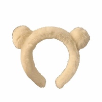 Serre-tête mignon en peluche avec oreilles d'ours pour femme, idéal pour l'automne et l'hiver, fait main, pour le lavage du visage et accessoires capillaires