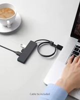 Hub USB 3.0 à 4 ports, concentrateur USB de données ultra-mince avec câble étendu de 2 pieds pour MacBook, Surface Pro, XPS, PC, clé USB, disque dur mobile