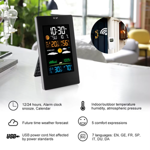 Wireless Weather Station Hygrometer <b>Digital</b> Thermometer LCD Display Forecast Bedside <b>Clock</b> in Outdoor - Product Image 2