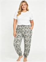 Pantalon décontracté d'été pour femme en bambou, taille haute, respirant, motif dessin animé, avec poches, devant plissé, élastique – Vente en gros RD