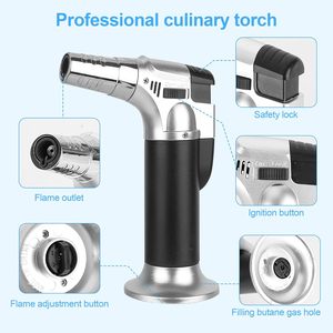 Gaz butane non inclus torche à souder rechargeable torche <span class=keywords><strong>de</strong></span> <span class=keywords><strong>cuisine</strong></span> briquet <span class=keywords><strong>avec</strong></span> verrouillage <span class=keywords><strong>de</strong></span> sécurité et flamme réglable - Product Image 2