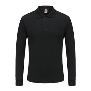 Men's Long Sleeve Polo <b>Shirt</b> 100% Cotton Solid Color Loose Fit Breathable Workwear Spring Autumn Wear - Product Image 1