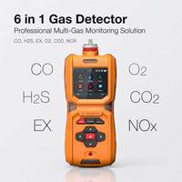 Détecteur de gaz portable IP67 6-en-1 avec transmission de données à distance, personnalisé en usine pour analyseur de gaz LEL, CO, H2S, O2, CO2, NOx