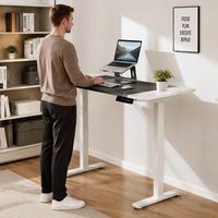 Table élévatrice électrique AOR, plateau en placage de bois massif motif pierre noire, couleur personnalisable, bureau d'ordinateur intelligent