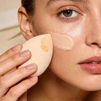 Éponge de maquillage en polyuréthane hydrophile non latex en forme de goutte d'eau, orange, pour estomper le maquillage