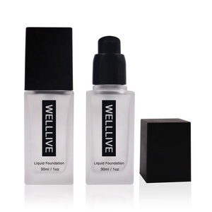 Sang Trọng Rỗng 30Ml 40Ml 60Ml Vuông Rõ Ràng <span class=keywords><strong>Frosted</strong></span> Mỹ Phẩm Kem Dưỡng Da Thủy Tinh Nền Tảng Chất Lỏng Chai Với Bơm - Product Image 4