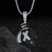 Pendentif Gant de Boxe en Laiton Plaqué Or 14K avec Zircon, Nouveau Style Hip Hop, Créatif, Tendance, Bijoux de Boutique, Vente en Gros