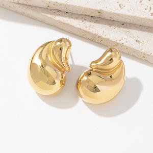 เครื่องประดับแปลกใหม่ไม่เหมือนใครสำหรับ2025ต่างหูห่วง14K ทรงหยดน้ำทำจากสเตนเลสสตีลสุดพิเศษ - Product Image 3