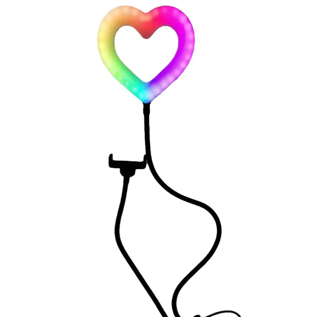 6inch RGB Symphony Ring Lamp Heart Shaped Ring Light With Phone Holder For Studio Ringlight Lighting Youtube Fill Light Ring