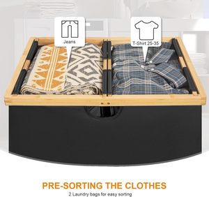 JQ Large Waschekorb <strong>Bamboo</strong> Foldable Dirty <strong>Laundry</strong> Basket Hamper with 2 Removable Inner <strong>Bags</strong> for Bedroom Clothes Storage - Product Image 2