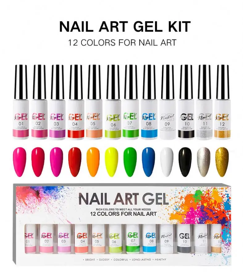 Kit scatola per unghie con etichetta privata disegni per fodere per Nail Art 3D Set di disegni per smalto Gel per pittura a Led Uv