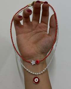 สร้อยคอลูกปัดข้าวทำด้วยมือโบฮีเมียนสีสันสดใสสร้อยคอลูกปัดสร้อยคอจี้รูปกระดูกไหปลาร้าโซ่ลูกปัดสร้อยคอสำหรับเด็กผู้หญิง - Product Image 2