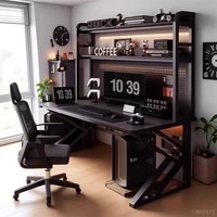 Bureau d'ordinateur en bois pour la maison et la chambre, bureau d'étudiant avec étagère intégrée et panneau perforé – Conception simple pour l'apprentissage