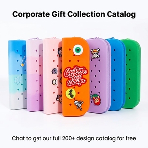 Astuccio in Silicone con Fori a Forma di Coccodrillo e Logo Personalizzato, per il Ritorno a Scuola, Creativo e Carino per Bambini, Borsa Portapenne Fai-da-Te Multifunzione - Product Image 1