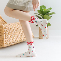 Chaussettes de Noël en coton pour femmes et filles avec logo personnalisé de qualité Crew Gift