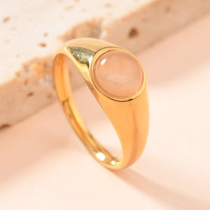 Anillo de Acero Inoxidable 18K de Alta Calidad, Elegante y Moderno, con Piedra de Ojo de Tigre Ovalada Vintage, Anillos de Obsidiana - Product Image 1