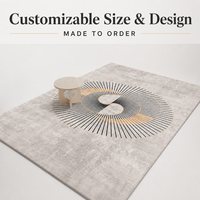 Modern Radial Sunburst Pattern Polyester Rug Absorbent Machine Washable Non-Slip Customizable OEM ODM Durable Area Floor Carpet