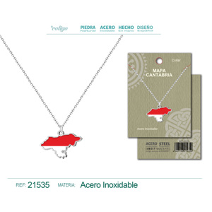 Ciondolo Mappa della Cantabria Vintage Religioso in Acciaio Argentato Placcato Oro Titanio Gioielli Geometrici con Diamante e Perla per Bambini - Product Image 1