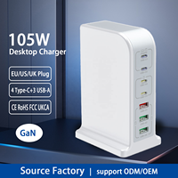 HNT Vente en gros Chargeur rapide universel 105W PD QC 7 ports Station adaptateur USB A+C pour iPhones Ordinateurs portables avec prise US EU UK AU