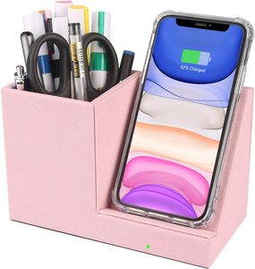 แท่นวางโทรศัพท์พร้อมที่ชาร์จไร้สาย 15W สำหรับ iPhone Samsung  พร้อมที่ใส่ปากกา  รองรับการพิมพ์โลโก้ OEM  และชาร์จเร็ว - Product Image 1