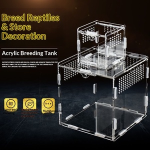 صندوق تربية الزواحف المستطيل الشفاف للغاية من الأكريليك، حوض بيئي للسحالي والسلاحف والثعابين - Product Image 4