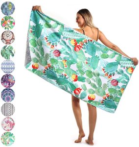 Toalla de playa de Cactus de alta calidad de 80cm * 160cm para adultos, alfombrilla de playa con impresión Digital personalizada, toalla de playa sin arena - Product Image 1
