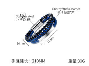 Bracelet en cuir véritable tressé pour homme, nouveau bijoux fait à la main, perles en pierre naturelle, vente en gros, - Product Image 5