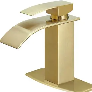 Factory wholesale price knurl metal gun brass lavabo faucet classic gold brushed bathroom long handle high basin faucet