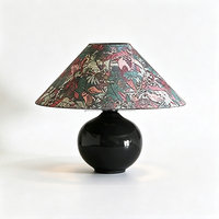 Lampe de table en céramique avec abat-jour en tissu floral, lampe de bureau vintage pour chambre à coucher, salon, bureau, décoration d'intérieur, lumière de table E27