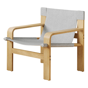 Poltrona in Legno di Quercia con Braccioli Larghi, Stile Mid-Century, Rivestimento in Lino, Struttura in Legno Massello, Sedia per Soggiorno - Product Image 6
