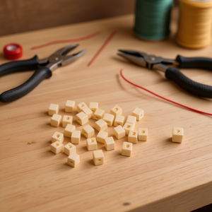 Perline quadrate in legno Ilan 5x5mm per artigianato e creazione di gioielli - Product Image 3