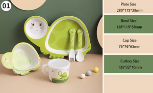 Ensemble de vaisselle en fibre de bambou pour bébé, alimentation, dessin animé, animaux, vaisselle écologique pour enfants, couverts biodégradables - Product Image 3