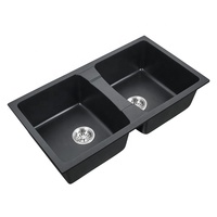 Évier de cuisine en quartz noir de haute qualité, à cuve unique, épaisseur 12 mm, à encastrer, design moderne, pour restaurants et hôtels