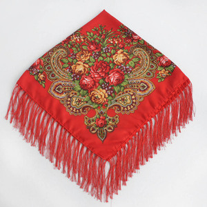 Vintage Blue <strong>Boho</strong> Headscarf Traditional Slavic Floral Design Square Traditional Shawl for Autumn for <strong>Men</strong> and Women - Product Image 2