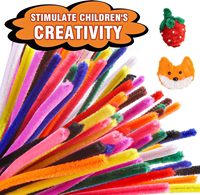 Nouvelles tiges en chenille colorées 100 pièces, nettoyeurs de tuyaux en plastique pelucheux pour bricolage, activités créatives pour enfants de 5 à 7 ans, dessins animés, science, éducation artistique