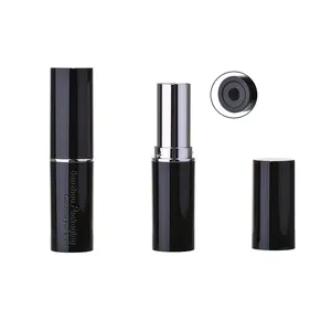 10g Luxury Bottom Filling Cosmetic Packaging Black Glossy Round Stick Foundation Tube Blush Container