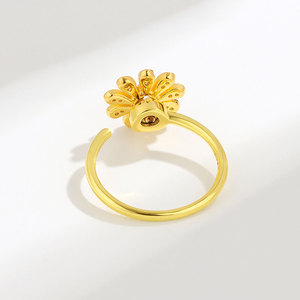 <b>Ring</b> with <b>Spinner</b> Flower Micro Insert Cubic Zirconia Copper Gold Plated Open Adjustable Fashion Jewelry For Women - Product Image 4