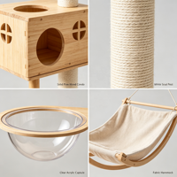 Arbre à chat en pin de 260 cm du sol au plafond avec condo, hamac, capsule et poteaux à gratter en sisal pour usage intérieur multi-chats