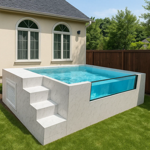 Piscinas portátiles de vidrio rectangulares, piscina de acrílico transparente para exteriores, piscina elevada sobre el suelo, piscina de fibra de vidrio tipo contenedor. - Product Image 2