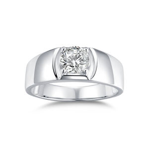 Vendita all'ingrosso 925 personalizzato <span class=keywords><strong>argento</strong></span> Sterling Mans anello classico matrimonio 1 carato VVS <span class=keywords><strong>D</strong></span> GRA certificata Moissanite gioielli uomo anello da uomo - Product Image 4